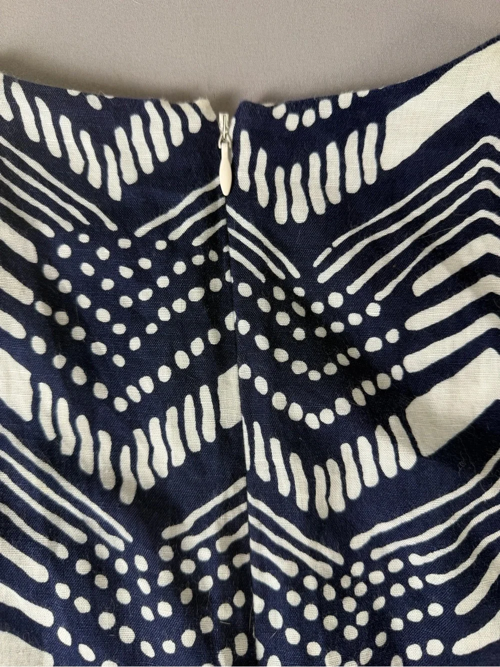 J. Crew Navy & White Chevron Linen and Cotton Jumpsuit Size 2 Elastic Waist NWOT